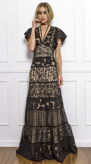 Skazi coleção verão 2017 vestido longo com detalhes em renda e bordado vestido longo com detalhes em renda e bordado Skazi coleção verão