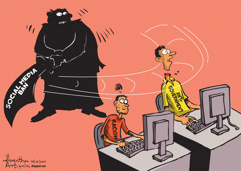 Awantha Artigala cartoons Sri Lanka has banned social media