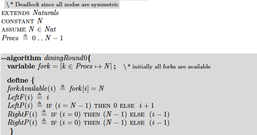 Modeling the Dining Philosophers Algorithm in TLA+