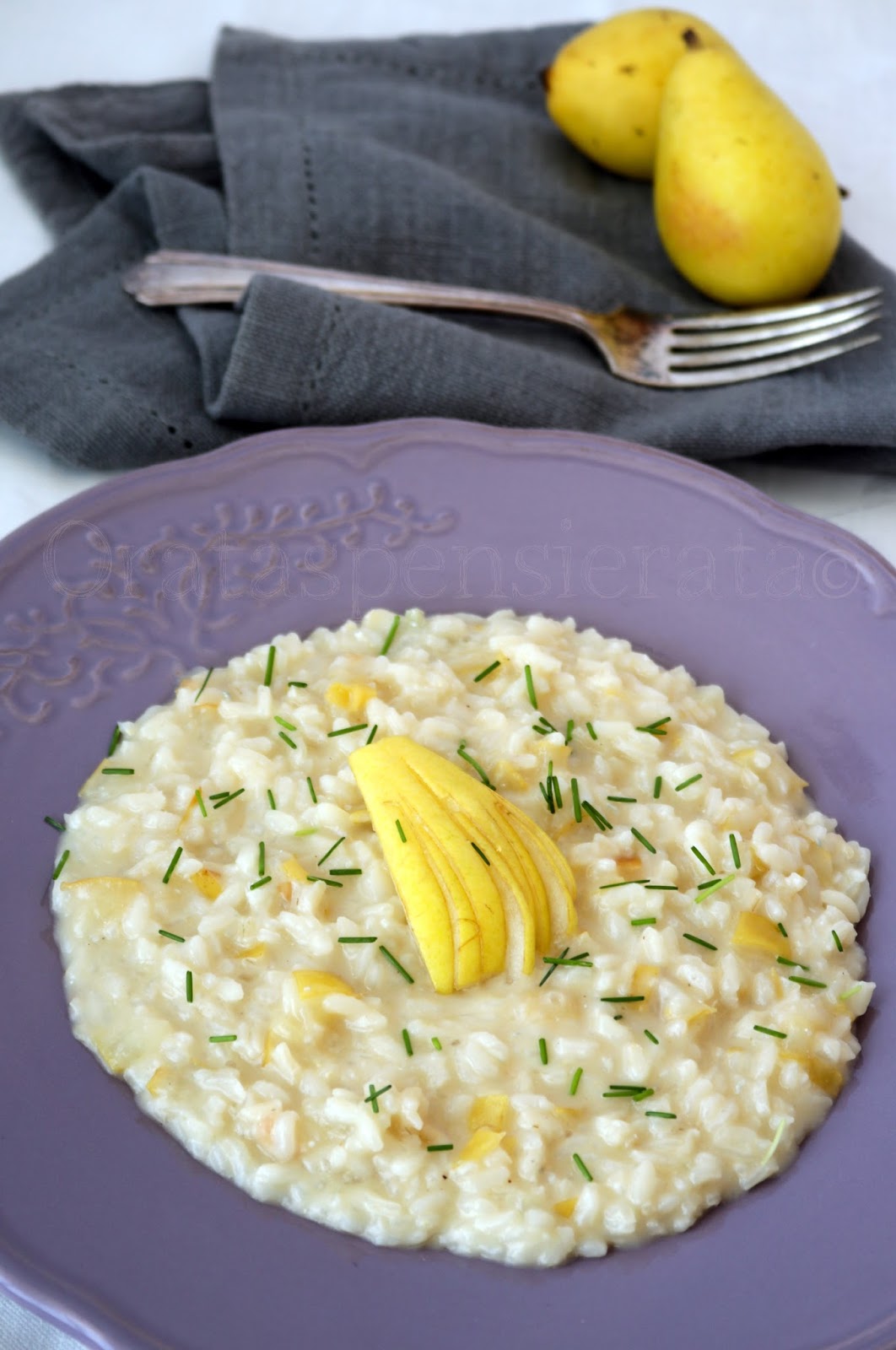 L'O r a t a S p e n s i e r a t a Varianti sul risotto con le pere o