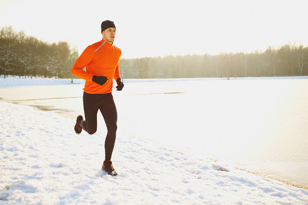 man running in snow