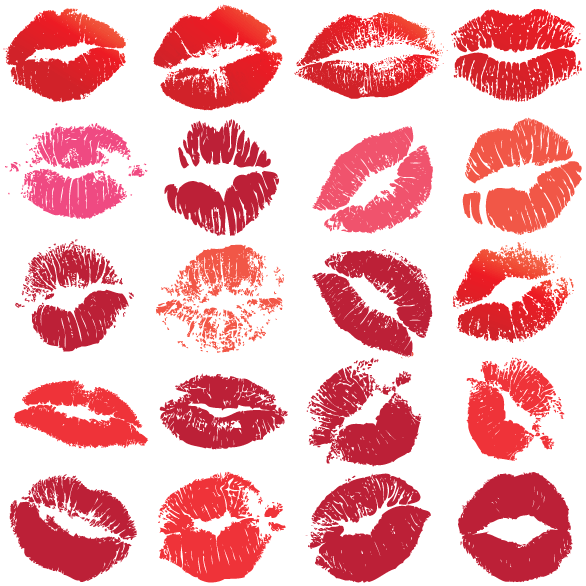 Besos de labios pintados