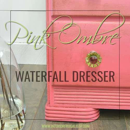 Pink Ombre 5-Drawer Waterfall Dresser Makeover