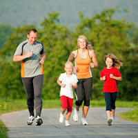 Parent running with kids