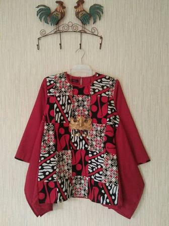 Atasan Batik Kombinasi Polos Yang Kekinian