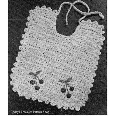 http://www.todaystreasure.net/product/free-easy-crochet-baby-bib-pattern-with-cherry-motif-vintage