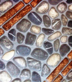 Keramik motif batu bulat kecil kombinasi