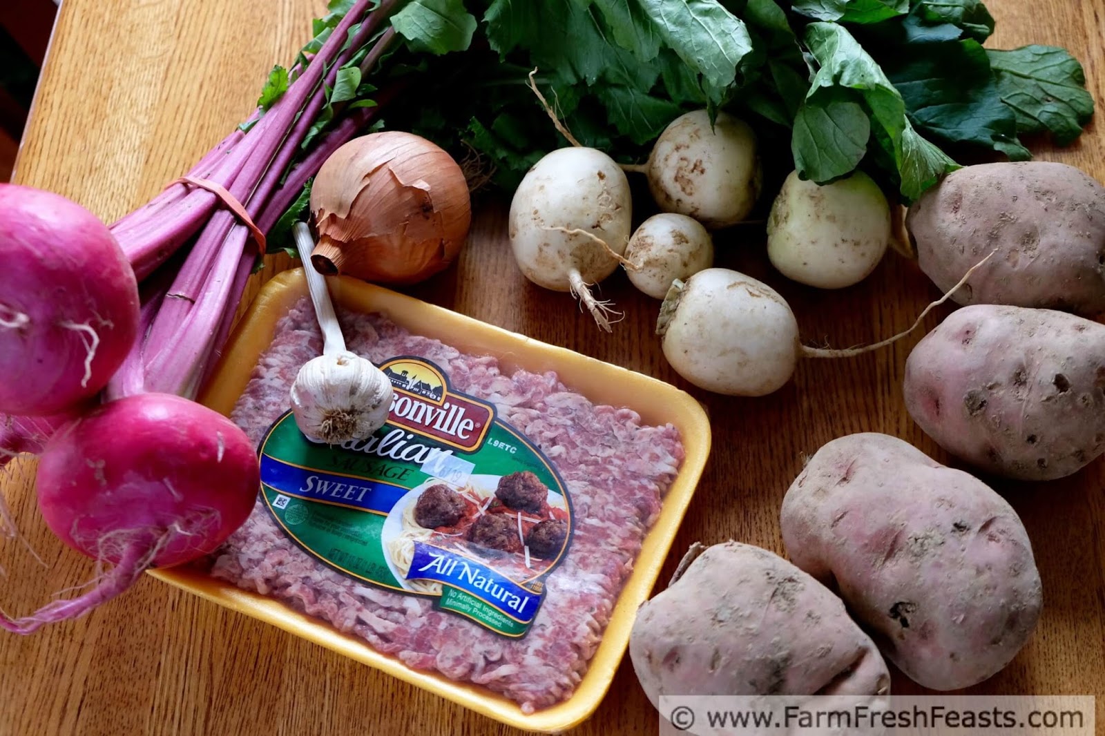 Farm Fresh Feasts Turnip, Potato, and Sausage Soup