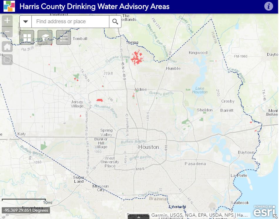 Houston Drinking Water Advisory Map