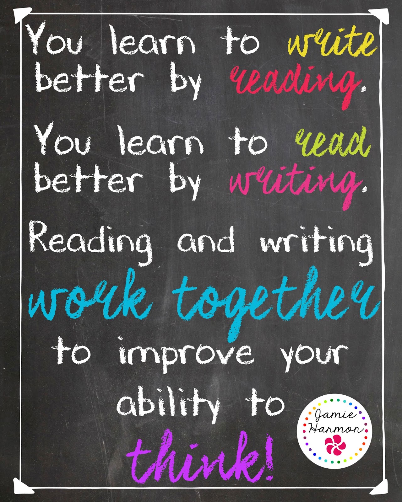 iHeart Poster Teaching Reading and Writing Work Together
