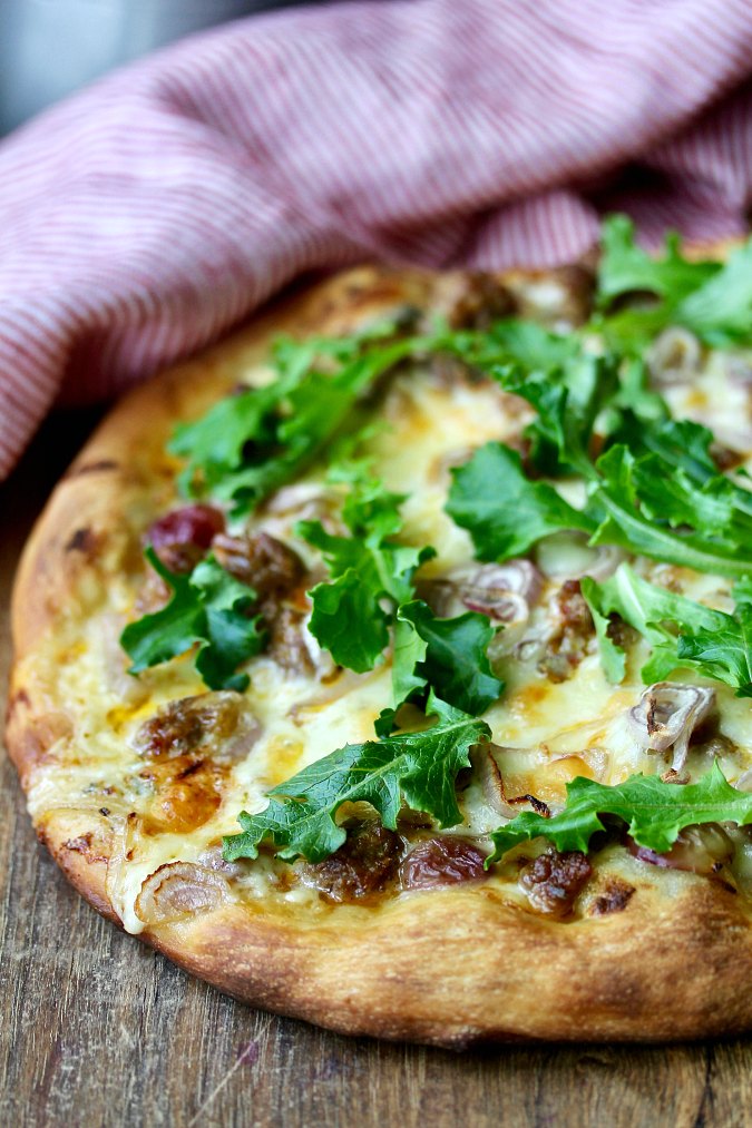 Sausage And Cambozola Pizza With Arugula And Grapes Karen S