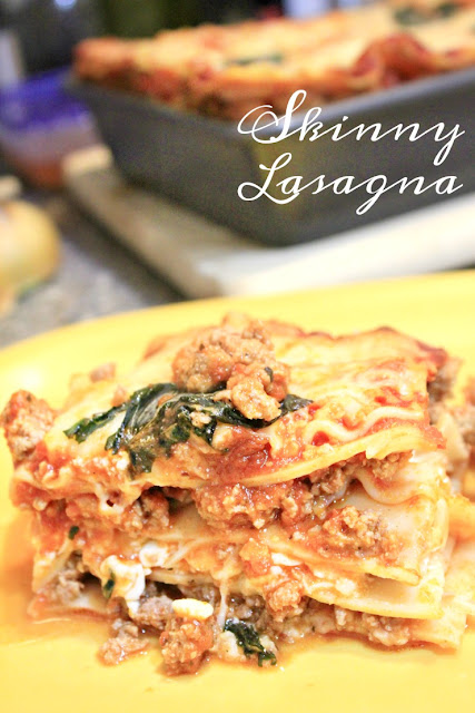 Skinny Lasagna is the perfect family-friendly skinny dinner! With ground turkey, cottage cheese and tomatoes, what's not to love? 
