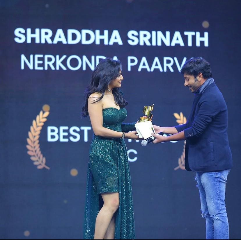Actress Shraddha Srinath At jFW Awards for Nerkonda Parvai Actress Shraddha Srinath At jFW Awards for Nerkonda Parvai
