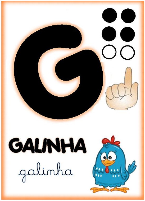 Alfabeto em libras e braile Cards coloridos e ilustrados do alfabeto