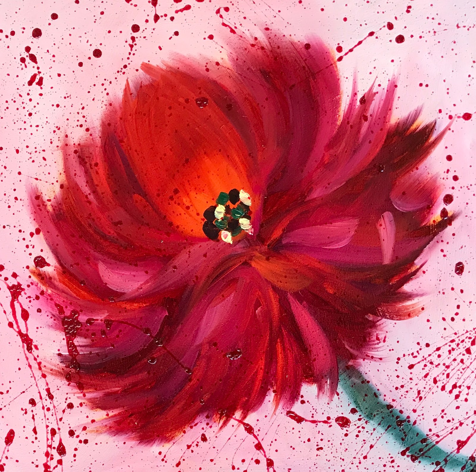 Kimberly Conrad Daily Paintings: Red Peony, Abstract Flower Painting