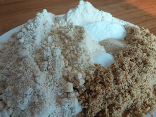 Dinner in the Life of a Dad—The BEST Low-Carb Bread Ever!!! picture of the dry ingredients on a plate