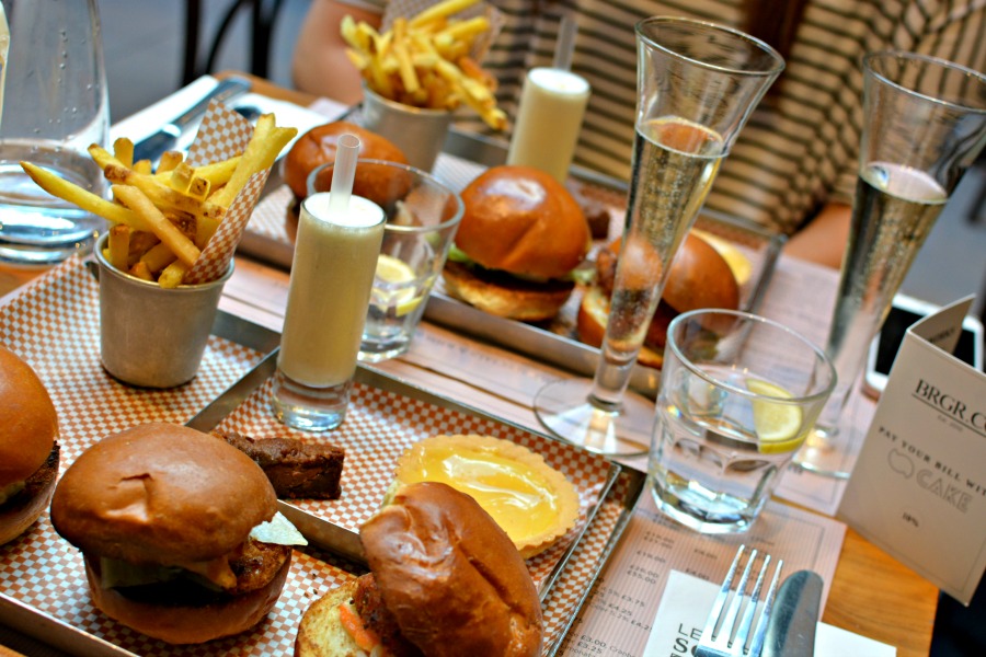BRGR CO afternoon tea of burgers and prosecco