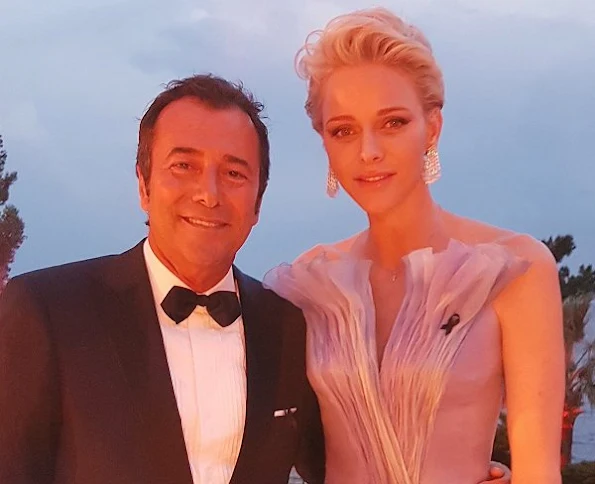 Prince Albert and Princess Charlene attended the 68th annual Monaco Red Cross Gala, Charlene wore Velentino dress