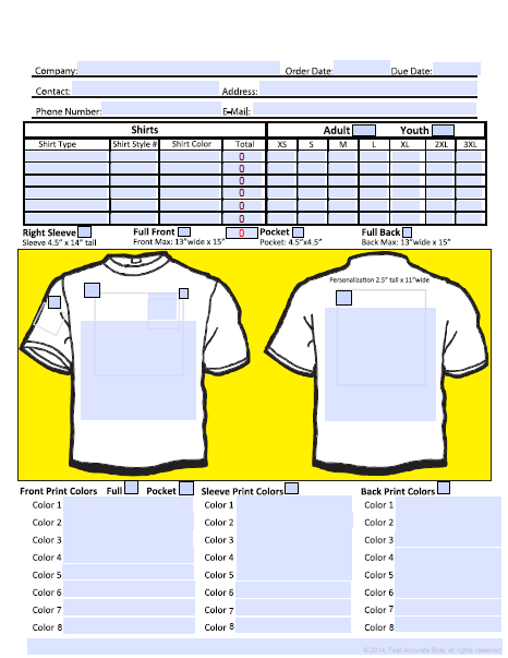 shirt order form template