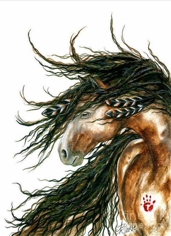 cuadros-de-caballos-con-crin-larga pinturas-en-acuarela-caballos-con-pelo-largo