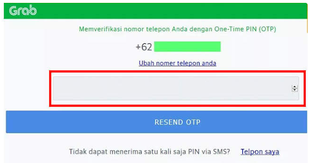Memverifikasi nomor telepon untuk Grab