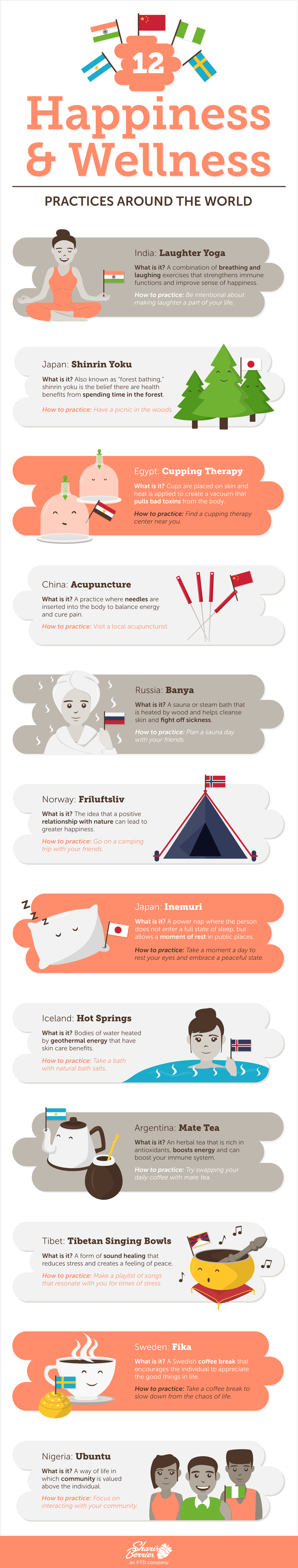 12 Happiness Techniques From Around The World That Can Change Your Life - infographic