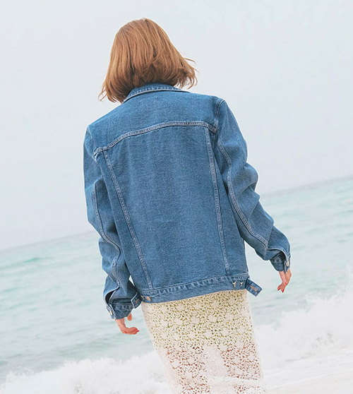 [Stylenanda] Extended Sleeve Denim Jacket KSTYLICK Latest Korean