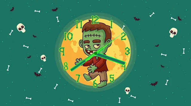 Frankenstein Halloween Clock Screensaver Free Animated Clock Screensaver.