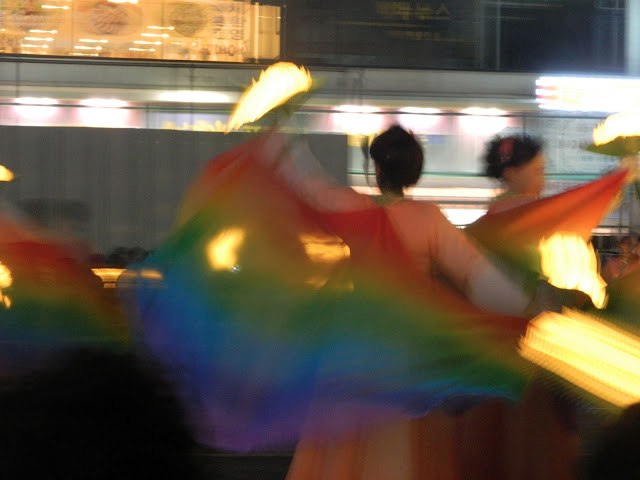 rainbow color dancers of Lantern festival