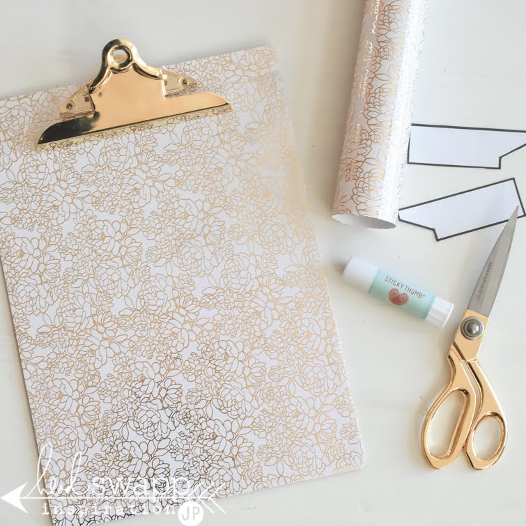 Heidi Swapp Gallery Wall Tutorial: How to cover gallery clipboard with pattern paper. | @jamiepate for @heidiswapp