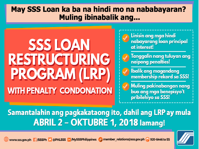 The Social Security System (SSS) has announced the new batch of loan condonation program or the loan restructuring program (LRP) whereas the members with delinquent status in paying their previous loan in a period of more than 6 months will be allowed to settle their accounts without paying any penalty. Overseas Filipino workers (OFWs) in the United Arab Emirates (UAE)who currently has current unpaid loans are urged to apply for the LRP until October 1. Ads Sponsored Links SSS continues to encourage its members, including OFWs, to apply for loan restructuring program with penalty condonation especially OFWs who have short-term member loans including calamity, salary, educational, and emergency loans. Under the program, members will no longer pay the additional penalties for the unsettled loans. Members only need to pay for the annual interest alongside the principal loan. Payments can be done in whole or on a monthly basis as long as the payment terms will not exceed 5 years. OFWs can apply for LRP in two ways: 1. If you are currently in the UAE, you can visit the SSS office located at the Philippine Consulate in Dubai and the Philippine Embassy in Abu Dhabi. 2. OFWs can also delegate their application to their authorized representative. Give them an authorization letter to process the application through the SSS office in the Philippines. You can download the application form at the SSS official website. Ads Filed under the category of Social Security System , SSS, loan restructuring program, loan condonation program, Overseas Filipino workers, United Arab Emirates , loans