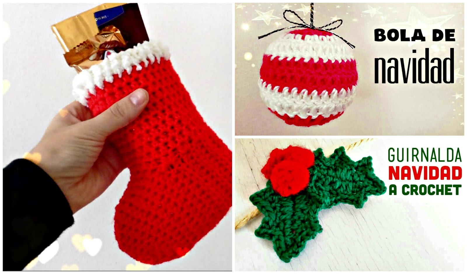 3 adornos de Navidad a crochet , | Manualidades