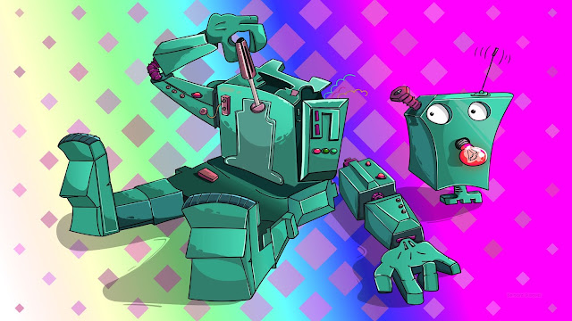 Grappige robot wallpaper