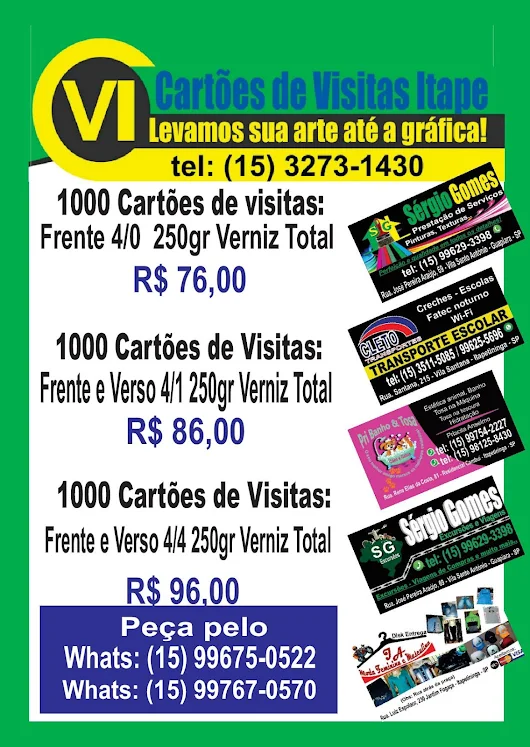 cartÕes de visitas itape