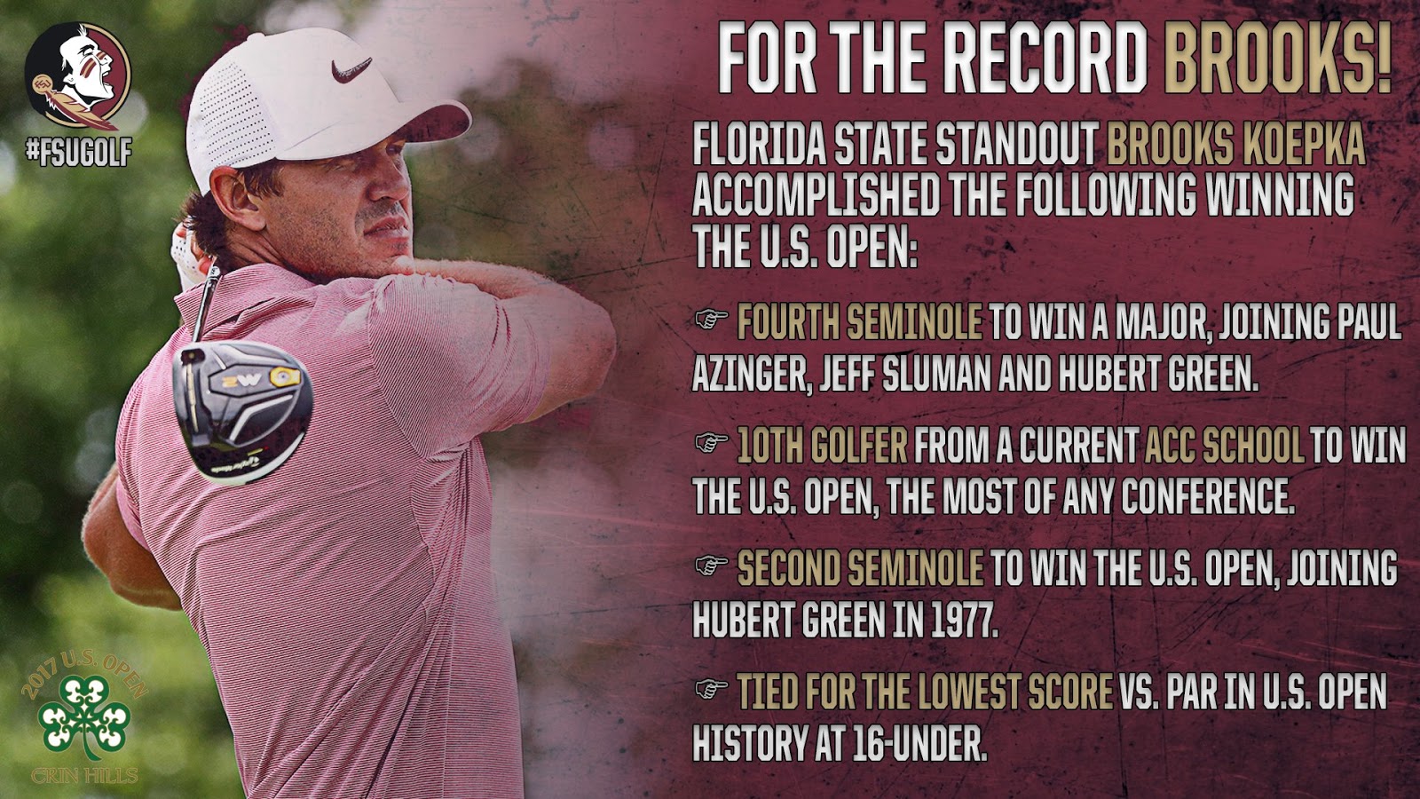 All things FSU Brooks Koepka wins US Open