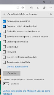 cancellare i cookie su Microsoft Edge cookie su Microsoft Edge