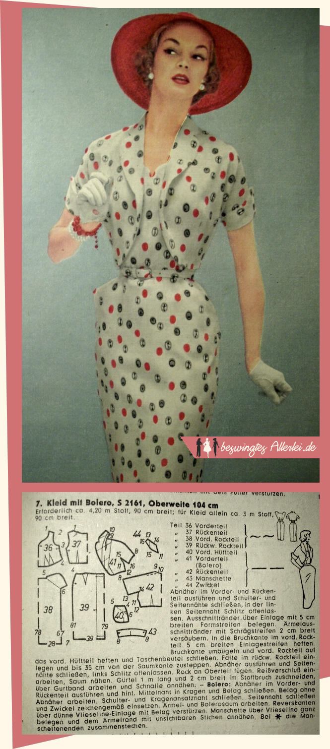 Kleid, Tropenstoff, Tropenkleid, 1957, 50er Jahre, Schwabe, Der neue Schnitt, Herzausschnitt, Nähen,