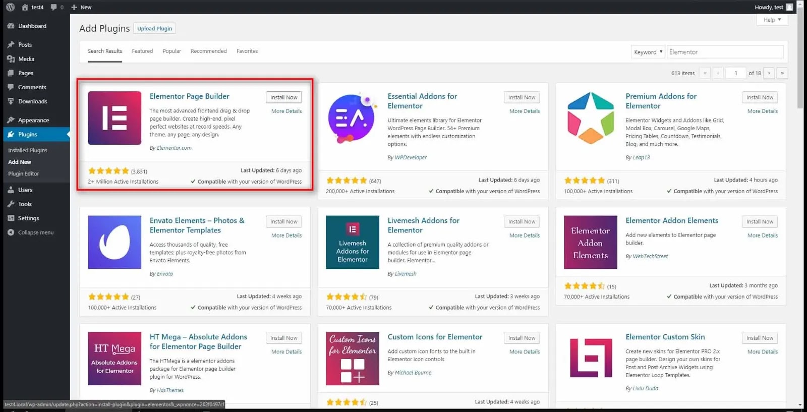 Element Page Builder install also hit the active button