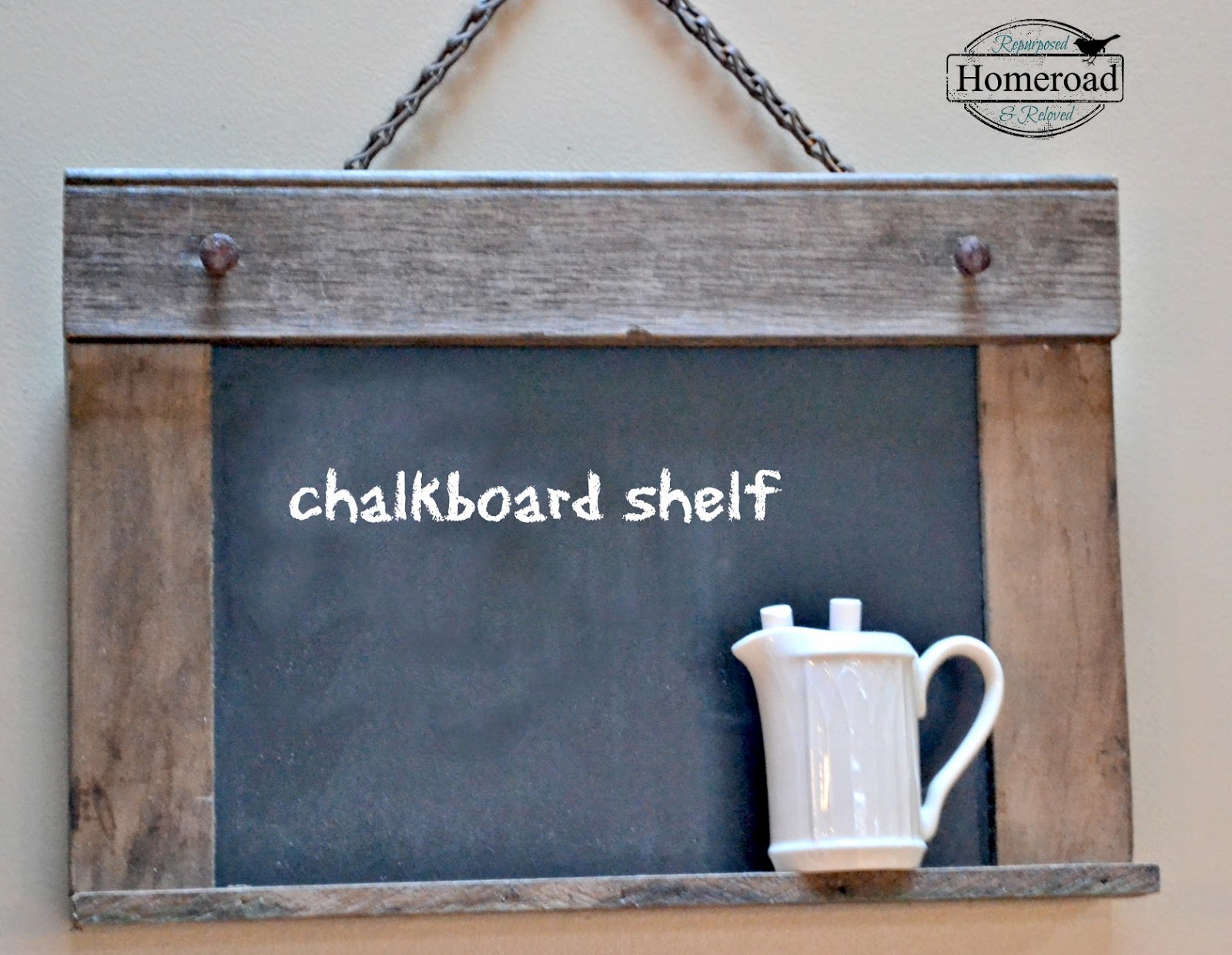 Rustic Chalkboard Shelf