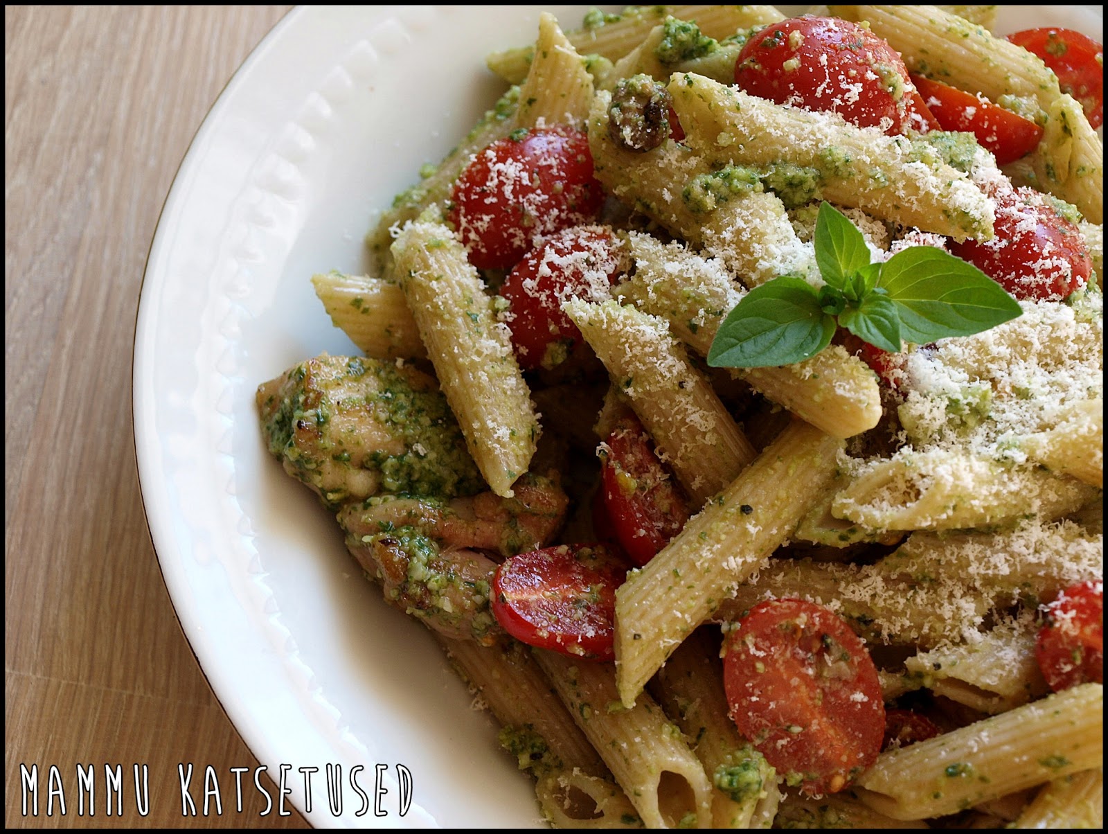 BioReact Pasta pesto, kana ja tomatitega