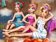 Juega con tus princesas favoritas de Disney en el sauna.Anna, Ariel y Rapunzel quieren relajarse en el sauna para olvidarse por un tiempo de sus obligaciones como princesas. Vierte agua sobre las piedras calientes para conseguir suficiente vapor de agua en la habitación, agrega los aceites perfumados que ayudarán a las princesas olvidarse de todas sus preocupaciones. Después de esto, viste a Rapunzel con el vestido perfecto para una noche de diversión. Disney Princesses Sauna Realife