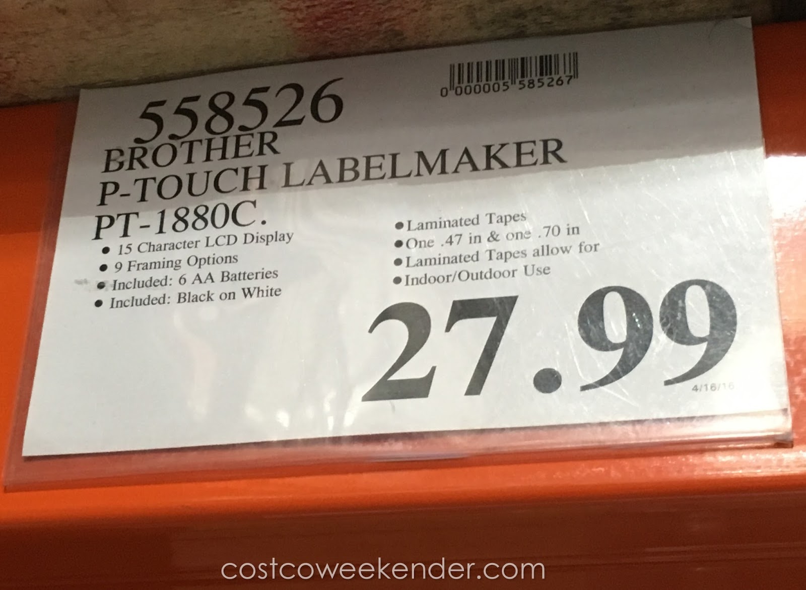 Brother Ptouch PT1880c Labelmaker Costco Weekender