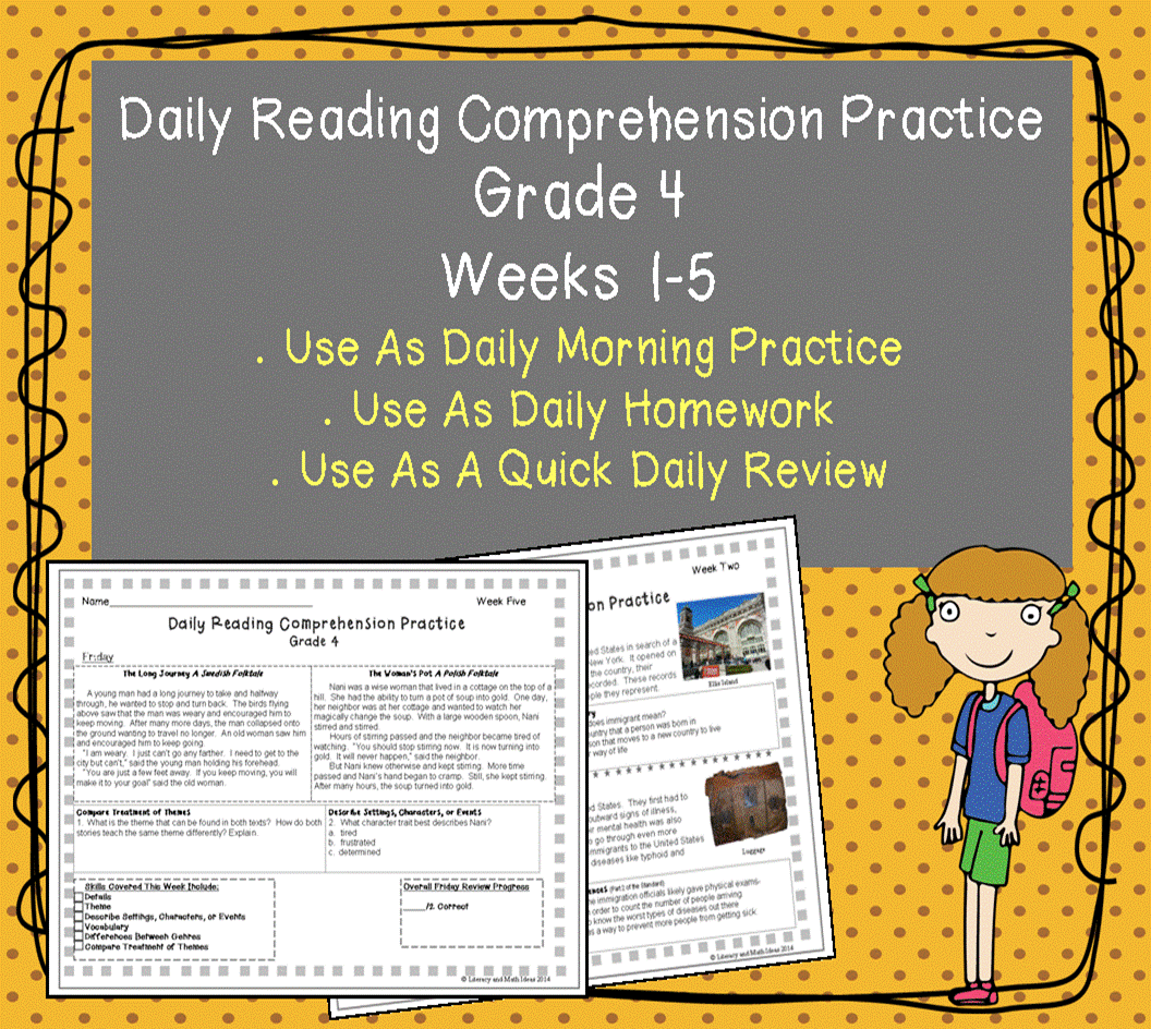 Literacy & Math Ideas: Grade 4 Daily Reading Comprehension ...