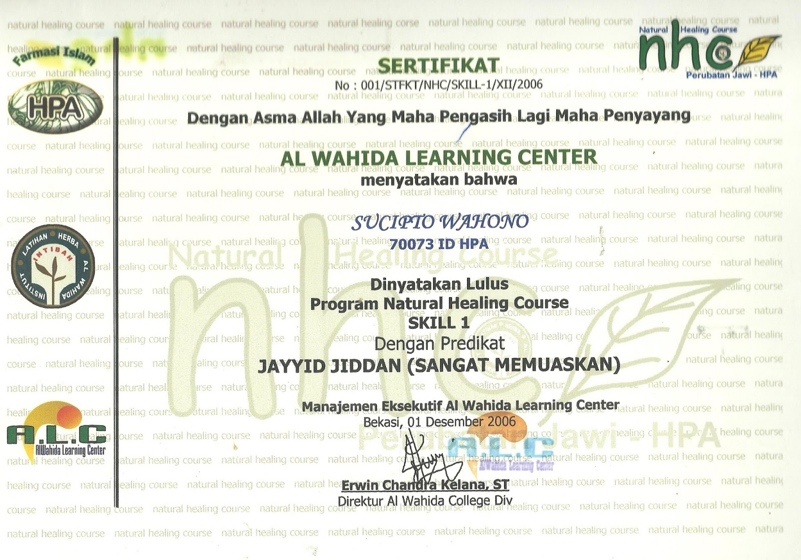 RUMAH SEHAT CIPTO HUSODO: sertifikat Pelatihan