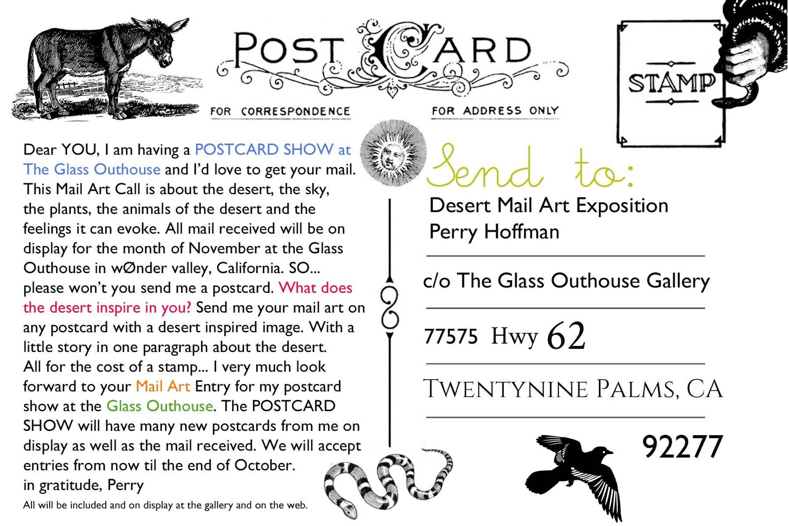 Wonder Valley, CA Calling all Wonder Valleyites! Write to Perry!