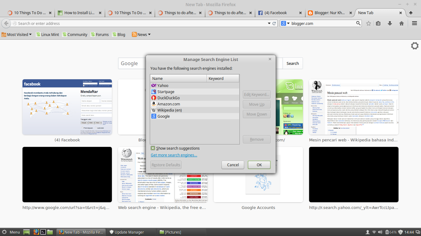 Cara Menambahkan Search Engine di Linux MInt Nur Kholifah