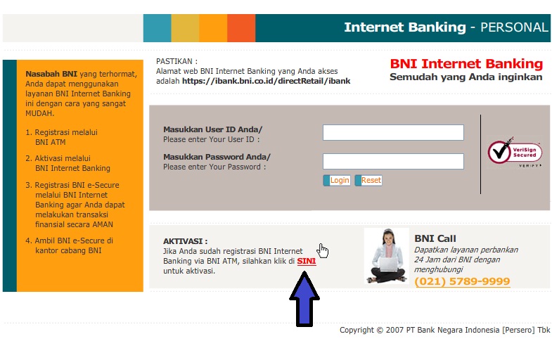Cara DaftarRegistrasi dan Aktivasi Internet Banking BNI