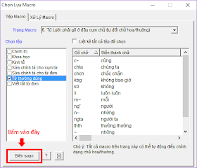Chi tiết Macro Từ thường dùng