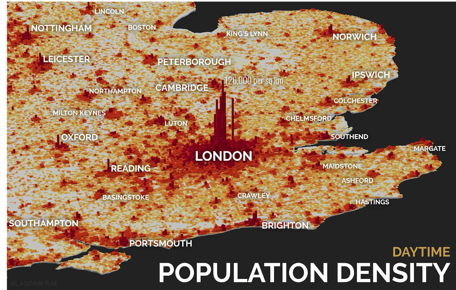 Великобритания плотность населения карта