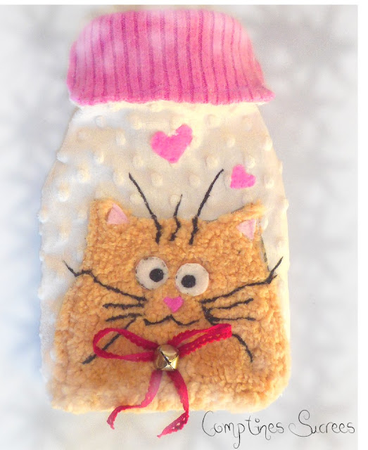 bouillotte originale motif chat bouillotte polaire blanche 1 litre